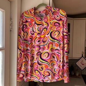 IBKUL Long Sleeved Top Geometric Sz 2X